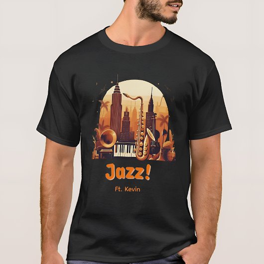 Gepersonaliseerde Retro Jazz stad T-shirt