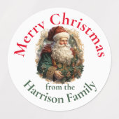 Gepersonaliseerde Retro kerstkerstwensen Labels (Design 2)