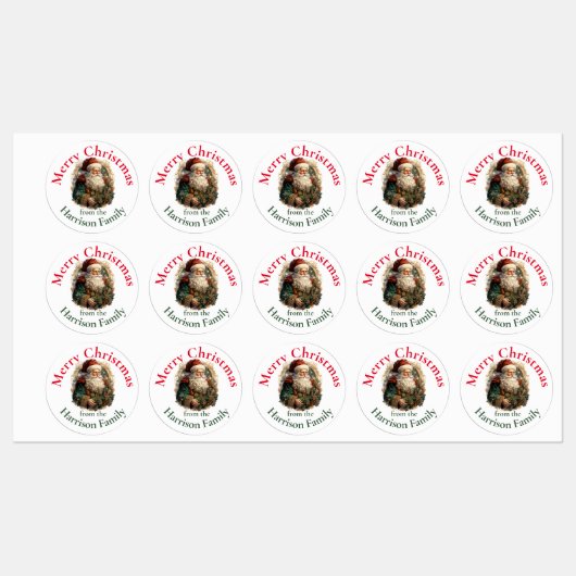 Gepersonaliseerde Retro kerstkerstwensen Labels (Vel)