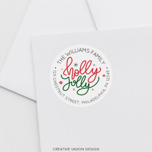 Gepersonaliseerde Retro Kerstretour Adreslabel Ronde Sticker