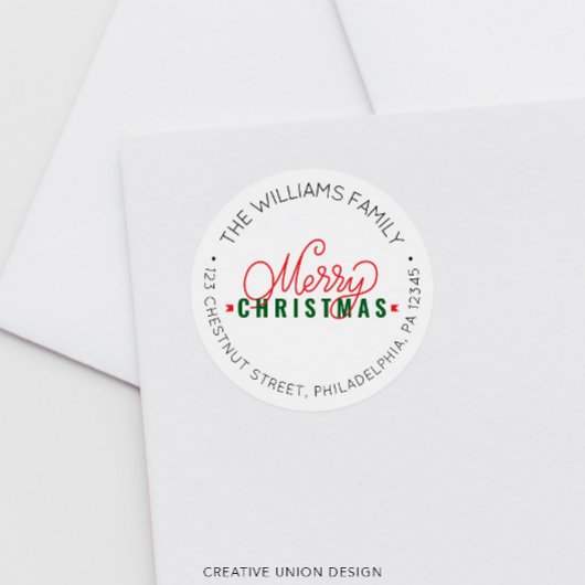 Gepersonaliseerde Retro Kerstretour Adreslabel Ronde Sticker