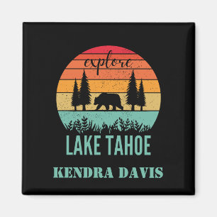 Gepersonaliseerde Retro Lake Tahoe California Souv Magneet