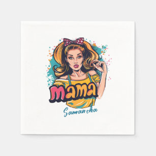 Gepersonaliseerde Retro Mama Pop Art (10) Servette Servet