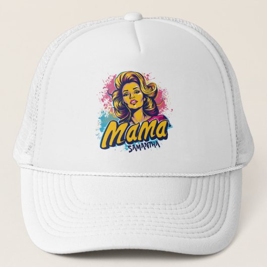 Gepersonaliseerde Retro Mama Pop Art (14) Trucker  Trucker Pet (Voorkant)