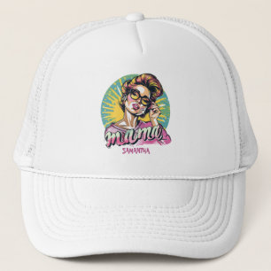 Gepersonaliseerde Retro Mama Pop Art (16) Trucker Pet