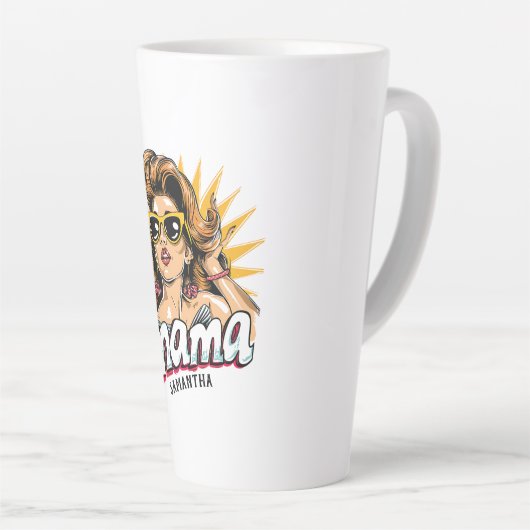Gepersonaliseerde Retro Mama Pop Art 1 Latte Mok (Rechterhoek)