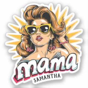 Gepersonaliseerde Retro Mama Pop Art 1 Sticker