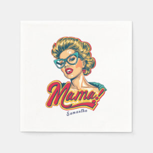 Gepersonaliseerde Retro Mama Pop Art 2 Servet