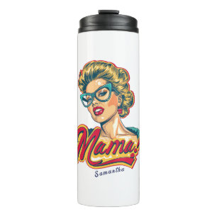 Gepersonaliseerde Retro Mama Pop Art 2 Thermosbeker