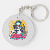 Gepersonaliseerde Retro Mama Pop Art (5) Sleutelhanger (Achterkant)