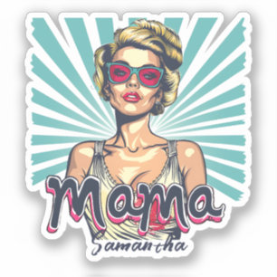 Gepersonaliseerde Retro Mama Pop Art (7) Sticker