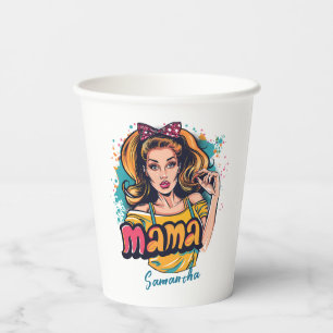 Gepersonaliseerde Retro Mama Pop Kunst (10) Papieren Bekers