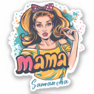 Gepersonaliseerde Retro Mama Pop Kunst (10) Sticke Sticker