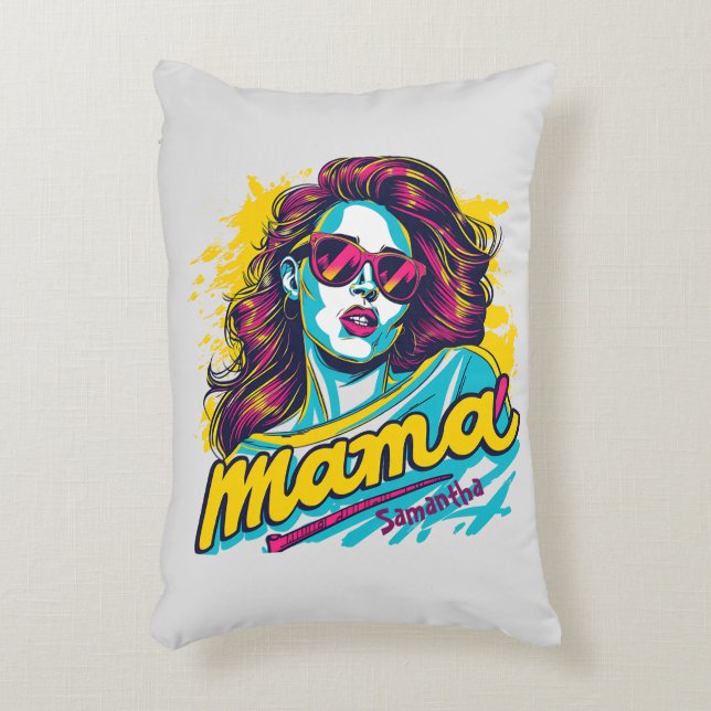 Gepersonaliseerde Retro Mama Pop Kunst (12) Accent Kussen (Voorkant(Verticaal))