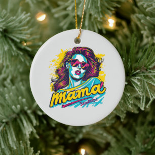 Gepersonaliseerde Retro Mama Pop Kunst (12) Keramisch Ornament