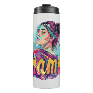Gepersonaliseerde Retro Mama Pop Kunst (13) Thermosbeker