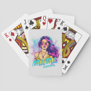 Gepersonaliseerde Retro Mama Pop Kunst (15) Pokerkaarten