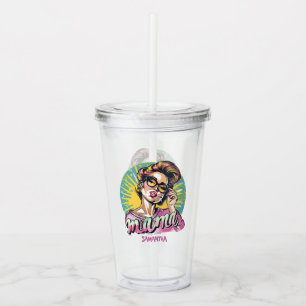 Gepersonaliseerde Retro Mama Pop Kunst (18) Acryl Drinkbeker