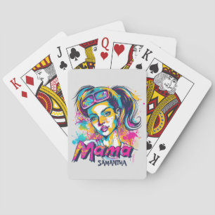 Gepersonaliseerde Retro Mama Pop Kunst (18) Pokerkaarten