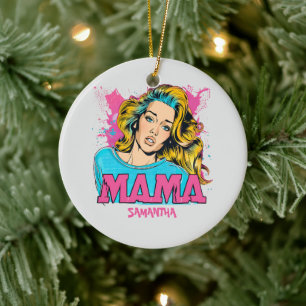 Gepersonaliseerde Retro Mama Pop Kunst (20) Keramisch Ornament