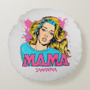 Gepersonaliseerde Retro Mama Pop Kunst (20) Rond Kussen