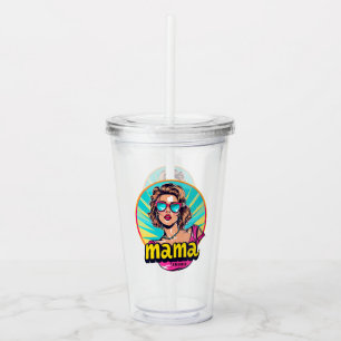 Gepersonaliseerde Retro Mama Pop Kunst (3) Acryl Drinkbeker