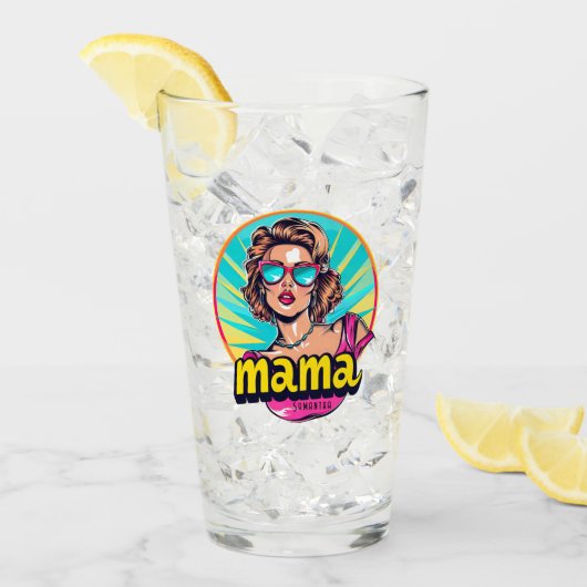 Gepersonaliseerde Retro Mama Pop Kunst (3) Glas (Voorkant ijs)