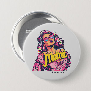 Gepersonaliseerde Retro Mama Pop Kunst (6) Ronde Button 7,6 Cm