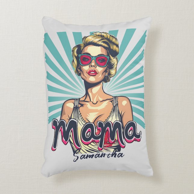 Gepersonaliseerde Retro Mama Pop Kunst (7) Accent Kussen (Voorkant(Verticaal))