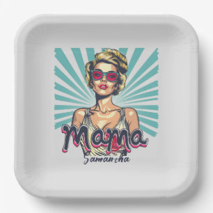 Gepersonaliseerde Retro Mama Pop Kunst (7) Papieren Bordje