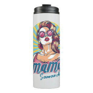 Gepersonaliseerde Retro Mama Pop Kunst (9) Thermosbeker