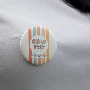 Gepersonaliseerde retro meisjes reis Schattige mei Ronde Button 5,7 Cm