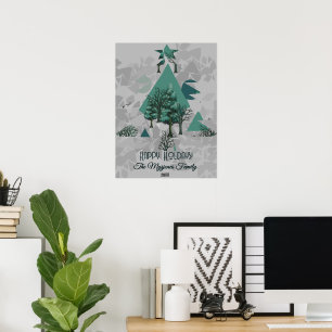Gepersonaliseerde Retro Minimalistische Bomen en V Poster