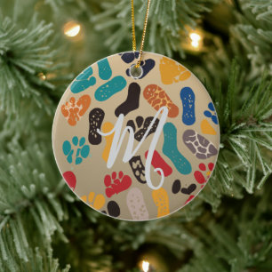 Gepersonaliseerde retro-minimalistische merken keramisch ornament