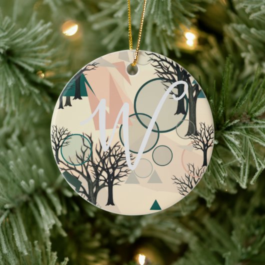 Gepersonaliseerde retro-minimalistische vertakking keramisch ornament (Boom)