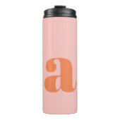 Gepersonaliseerde Retro Monogram Bruidsmeisje Roze Thermosbeker (Voorkant)