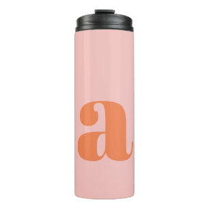 Gepersonaliseerde Retro Monogram Bruidsmeisje Roze Thermosbeker