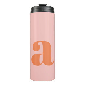 Gepersonaliseerde Retro Monogram Bruidsmeisje Roze Thermosbeker