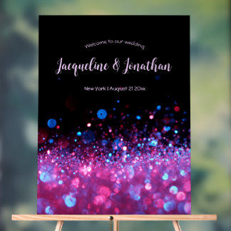 Gepersonaliseerde Retro Neon Roze Zwarte Glitter H Acryl Bord