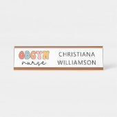 Gepersonaliseerde Retro OBGYN Verpleegster Bureau Naambordje (Voorkant)