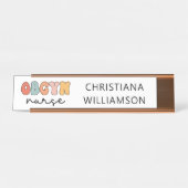 Gepersonaliseerde Retro OBGYN Verpleegster Bureau Naambordje (Voorkant)