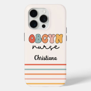 Gepersonaliseerde Retro OBGYN Verpleegster iPhone 15 Pro Case