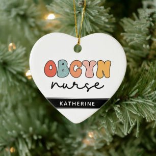 Gepersonaliseerde Retro OBGYN Verpleegster Keramisch Ornament