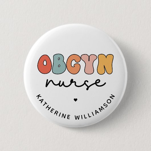 Gepersonaliseerde Retro OBGYN Verpleegster Ronde Button 5,7 Cm (Voorkant)