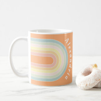 Gepersonaliseerde Retro Pastel Rainbow Koffiemok