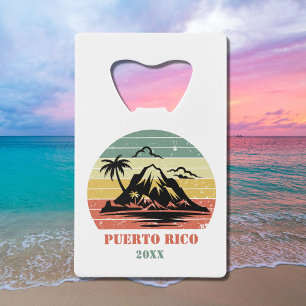 Gepersonaliseerde Retro Puerto Rico Kredietkaart Flessenopener