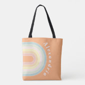 Gepersonaliseerde Retro Rainbow Pastel Draagtas (Achterkant)