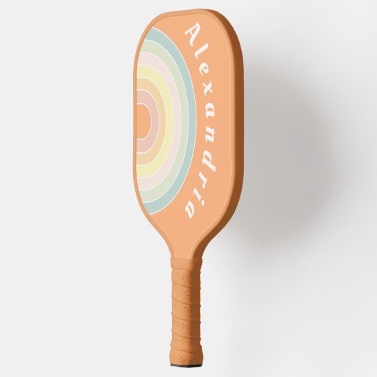 Gepersonaliseerde Retro Rainbow Pastel Pickleball Paddle (Links)