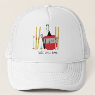 Gepersonaliseerde retro rode skilift gondel trucker pet
