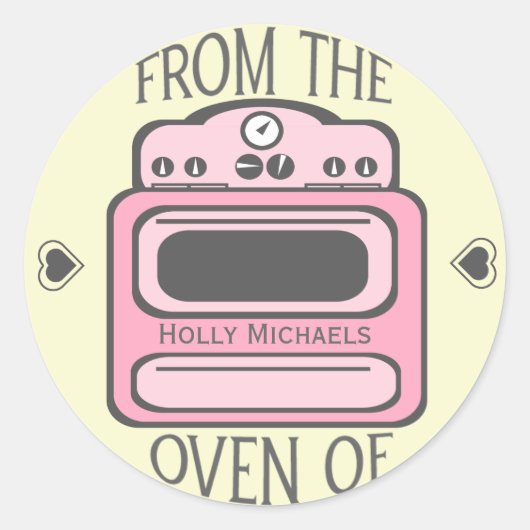 Gepersonaliseerde Retro Roze Oven Sticker (Voorkant)